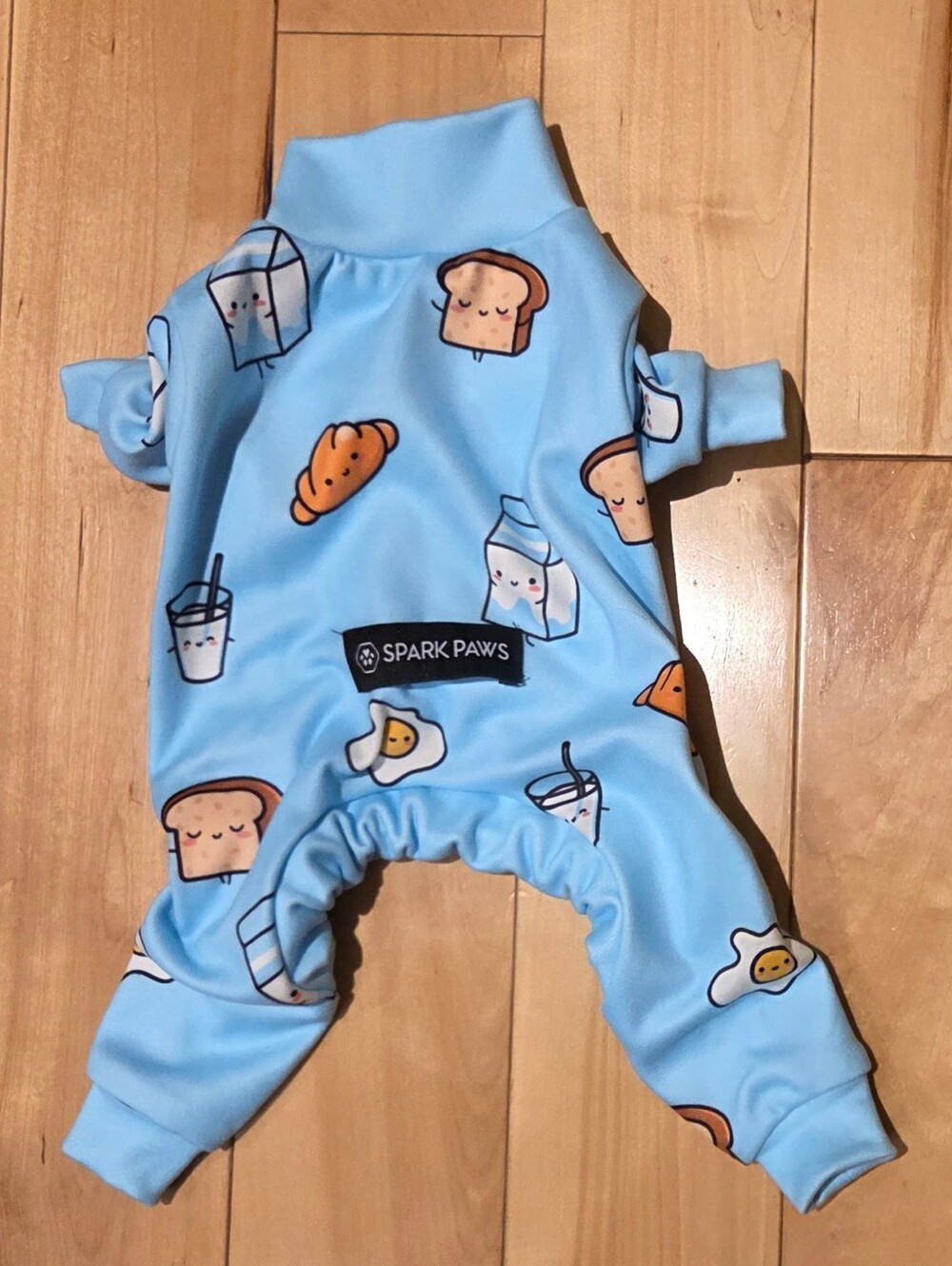 NEW Spark Paws 🐾 Super Soft Light Blue Breakfast Treats Dog Pajamas (S)